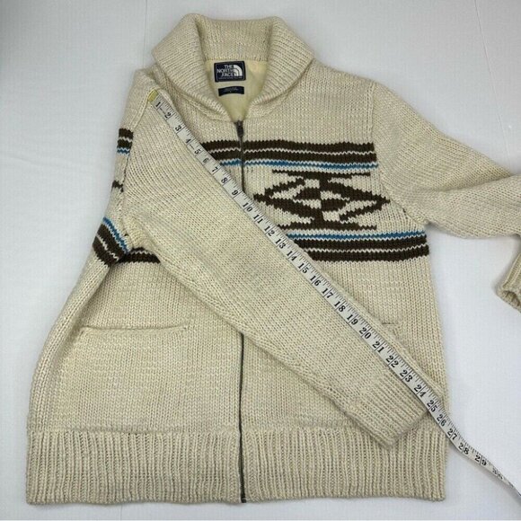 The North Face Men’s Cream Y2K Aztec Wool Knit Lined Cardigan Sweater L/C45 - Picture 15 of 15
